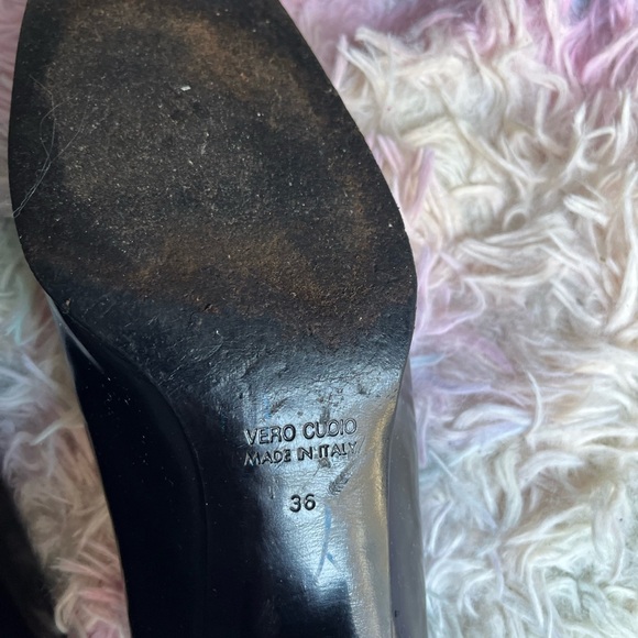 Rare Baldinini black block heel shoes Pure Leather-7.5 US 36 vintage european - Picture 14 of 16